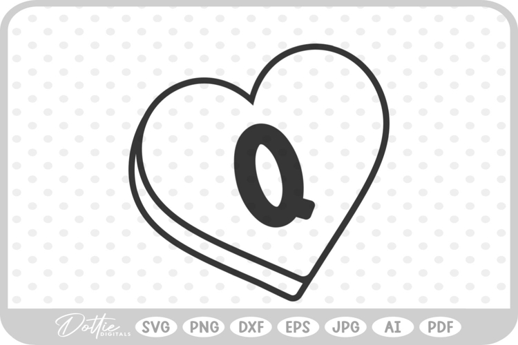 Q Candy Heart Shape Letter SVG PNG DXF