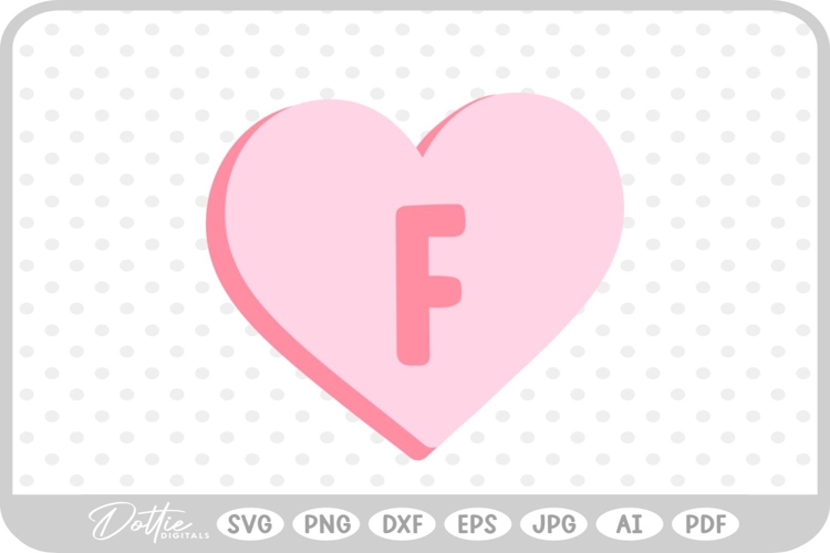 Candy Heart Shape Letter F SVG PNG DXF