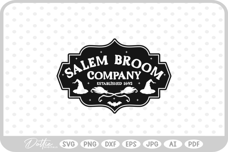 Salem Broom Company Witch Halloween Hat Broom Quote SVG PNG