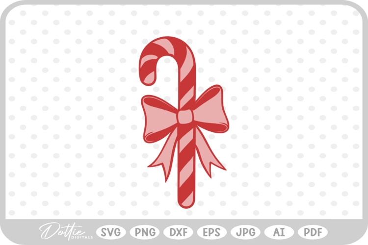 Candy Cane Christmas Gift Bow Food SVG PNG DXF