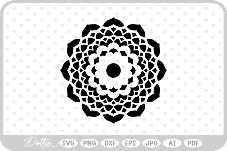 Mandala Shape Dots Circle Border Flower Pattern SVG PNG DXF