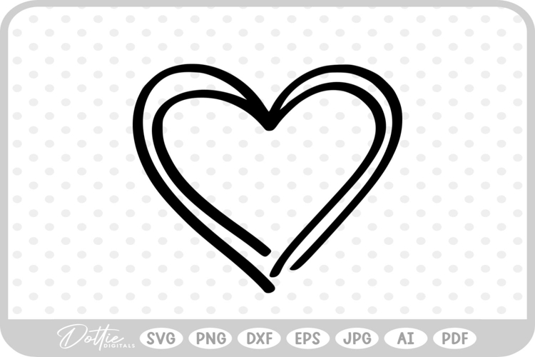 Hand Drawn Heart Sketch Doodle SVG PNG DXF