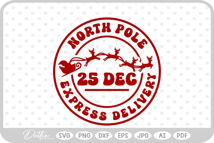 North Pole Christmas Stamp Sticker Postal Package SVG PNG