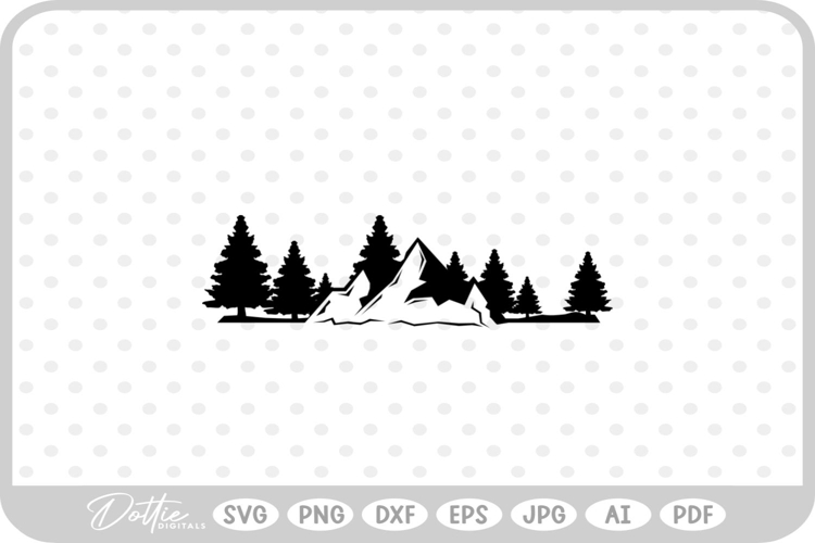 Trees Mountains Landscape SVG PNG DXF