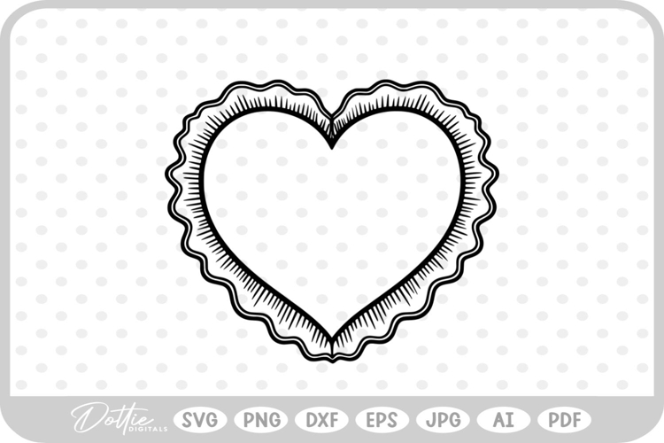 Ruffle Frilly Heart Frame Border SVG PNG DXF