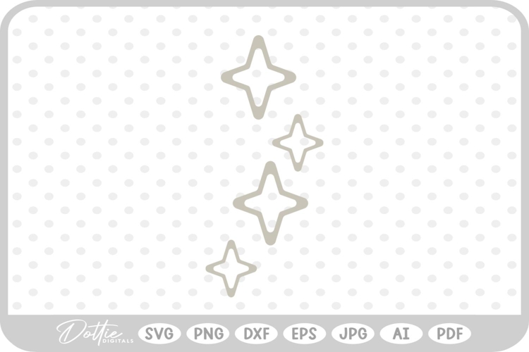 Sparkle Star Shape Cluster Space SVG PNG DXF