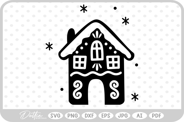 Gingerbread House Christmas Winter Festive SVG PNG DXF