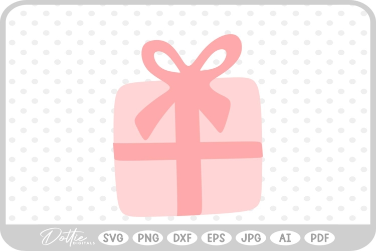 Gift Box Present Bow Wrap SVG PNG DXF