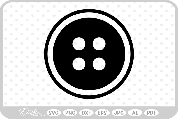 Button Shape Cute Silhouette Outline Holes SVG PNG DXF