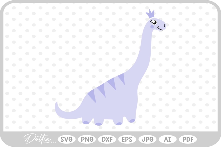 Cute Girly Dinosaur Pretty SVG PNG DXF example image 1