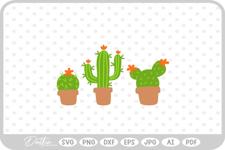 Cactus Tree Flower Spikes Desert Nature Plant SVG PNG DXF