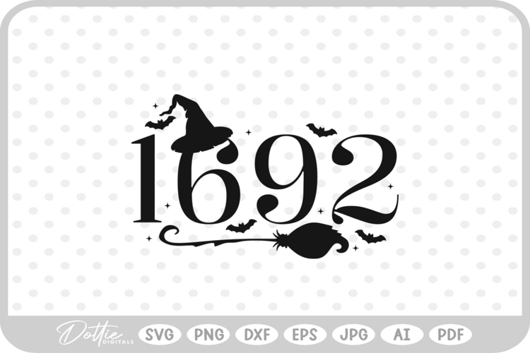 Salem 1692 Witch Halloween Hat Broom SVG PNG DXF