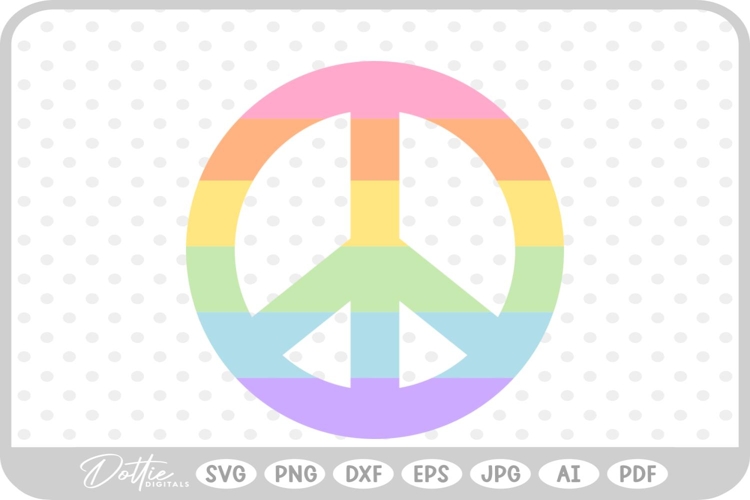 Rainbow Peace Sign SVG PNG DXF