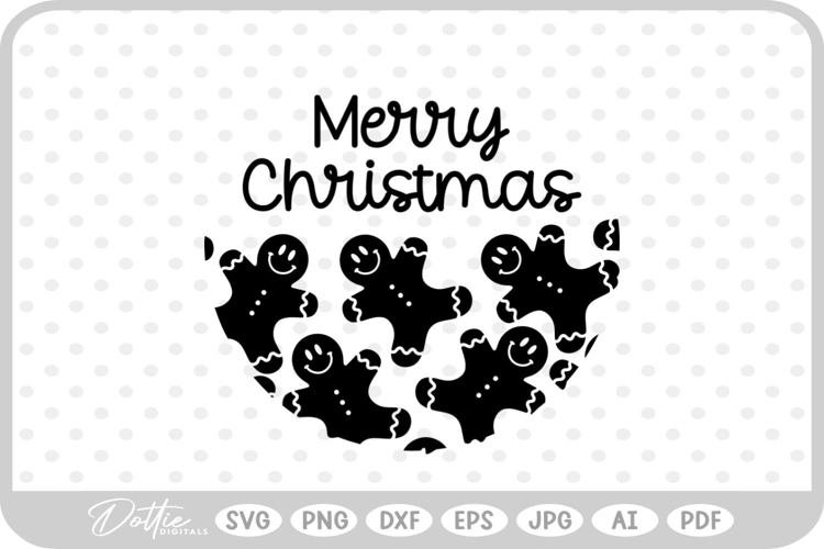 Gingerbread Circle Wreath Border Frame Christmas SVG PNG DXF