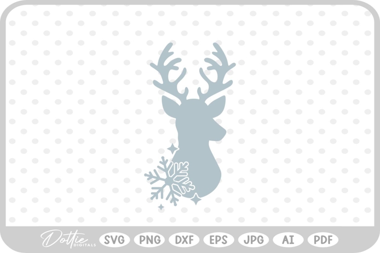 Plaid Stag Deer Reindeer Head Shape Christmas SVG PNG DXF