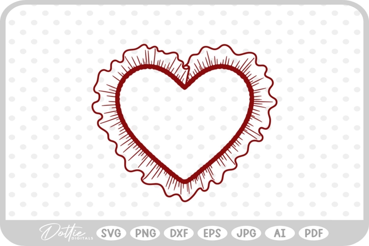 Ruffle Frilly Heart Frame Border SVG PNG DXF