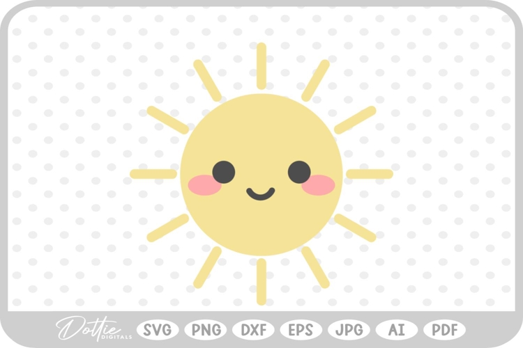 Sunshine Cute Summer Sun Yellow Nature Shine SVG PNG DXF