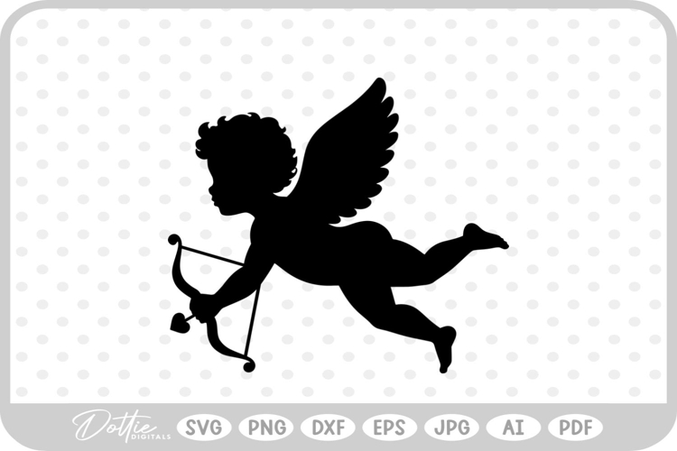 Cupid With Bow And Arrow Hearts Valentines Day SVG PNG DXF