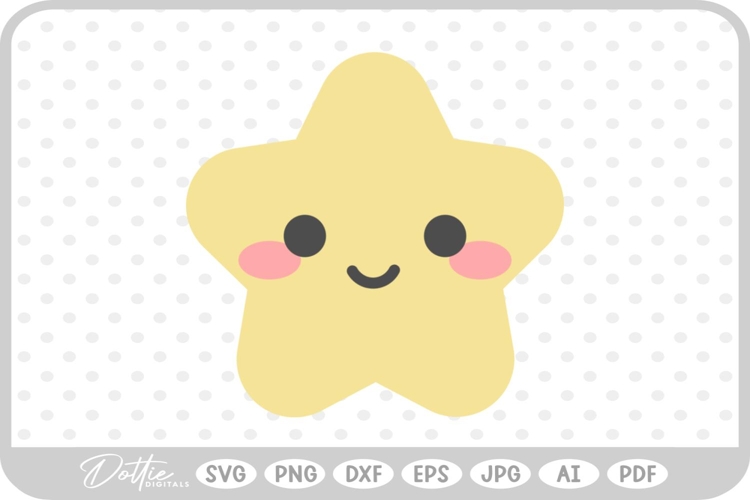 Cute Face Star Shooting Shape Sky Night Space SVG PNG DXF