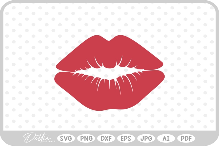 Lips Lipstick Stain Kiss Valentines Day SVG PNG DXF