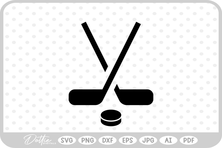 Ice Hockey Sticks and Puck SVG PNG DXF