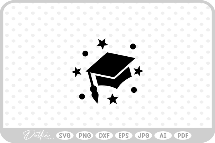 Graduation Cap Confetti SVG PNG DXF