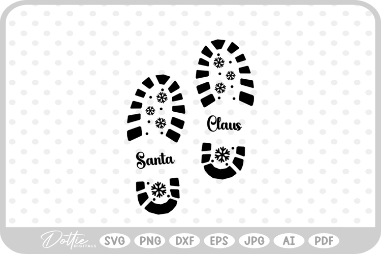 Santa Boot Print Christmas SVG PNG DXF