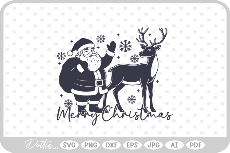 Reindeer Christmas Sleigh Santa Festive SVG PNG DXF