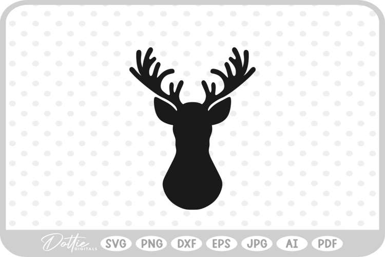 Stag Deer Reindeer Head Shape Silhouette Christmas SVG PNG