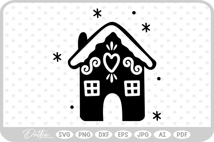 Gingerbread House Christmas Winter Festive SVG PNG DXF