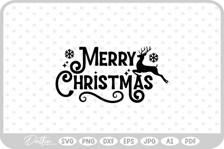 Merry Happy Christmas Script Text Snowflake SVG PNG DXF