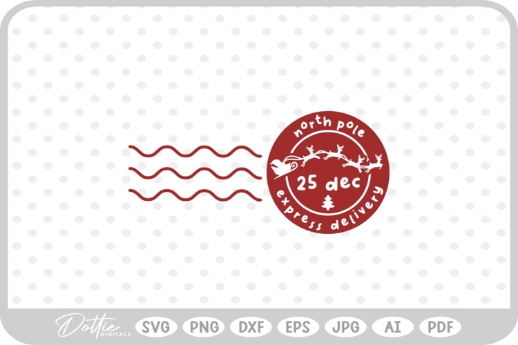 North Pole Christmas Stamp Sticker Postal Package SVG PNG