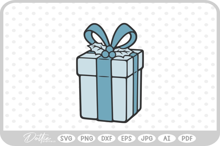 Gift Box Gift Wrapped Present Birthday Christmas SVG PNG DXF