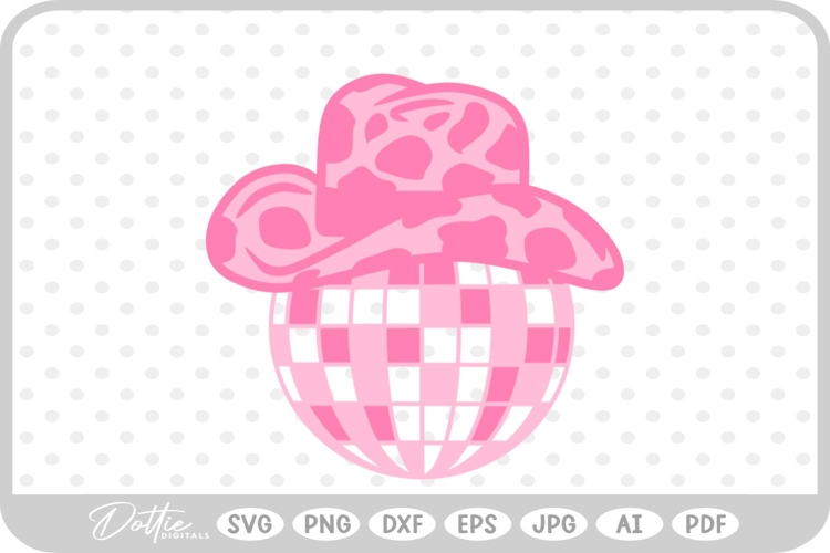 Cowboy Disco Ball Party Glitter Sparkle Dance SVG PNG DXF