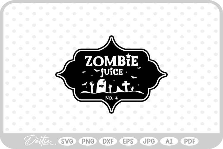 Zombie Juice Potion Bottle Label Halloween Witch SVG PNG