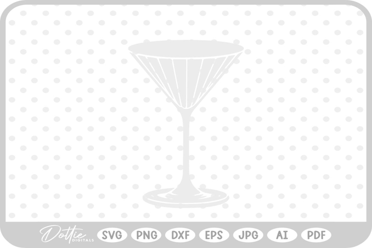 Ribbed Cocktail Martini Glass SVG PNG DXF