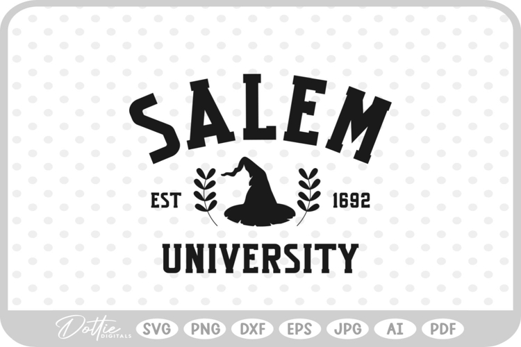Salem University College Witch Halloween Hat Broom SVG PNG