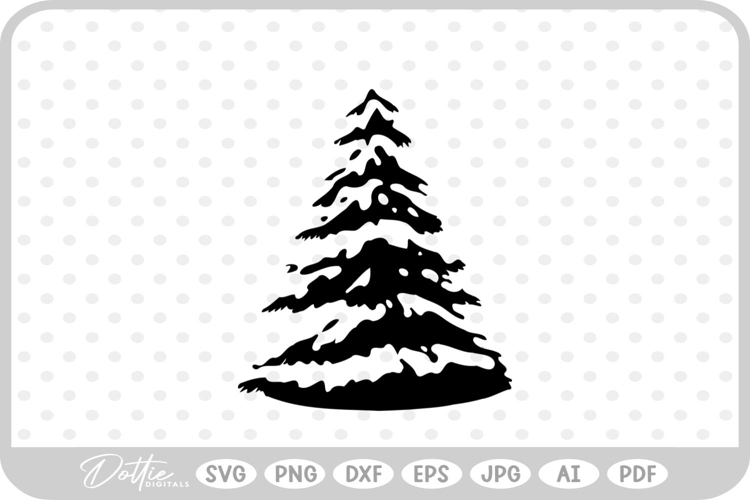 Realistic Tree Winter Snowy Christmas SVG PNG DXF