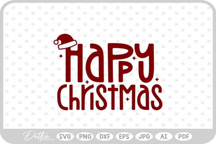 Merry Happy Christmas Script Text Snowflake SVG PNG DXF