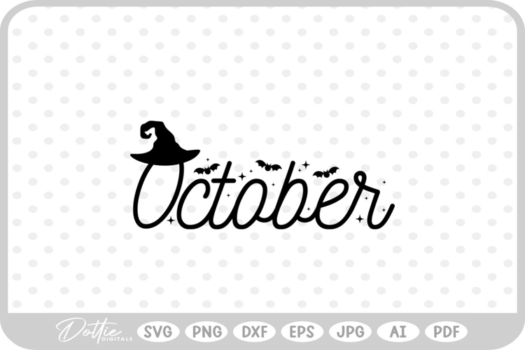 October Words Text Halloween Spooky SVG PNG DXF