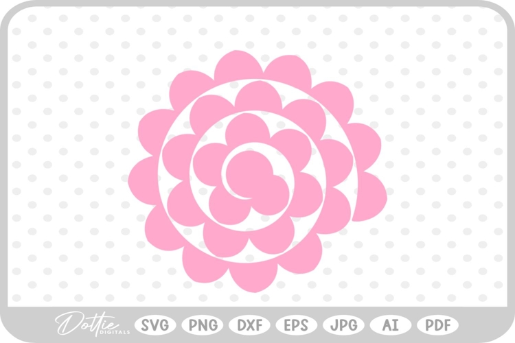 Rolled 3d Flower Template SVG PNG DXF