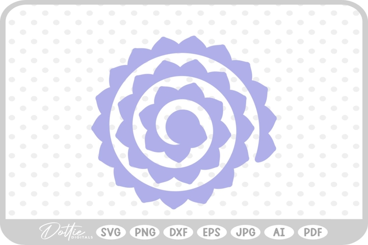 Rolled 3d Flower Template SVG PNG DXF