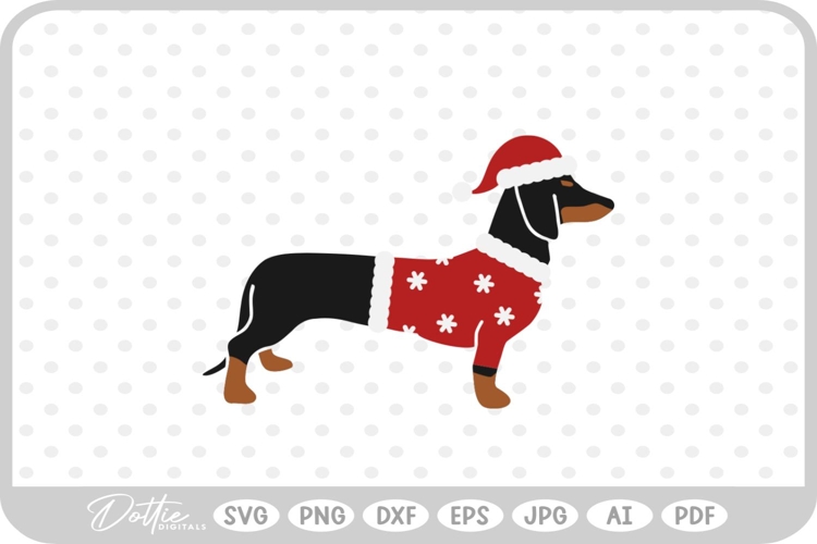 Christmas Dachshund Weiner Dog SVG PNG DXF