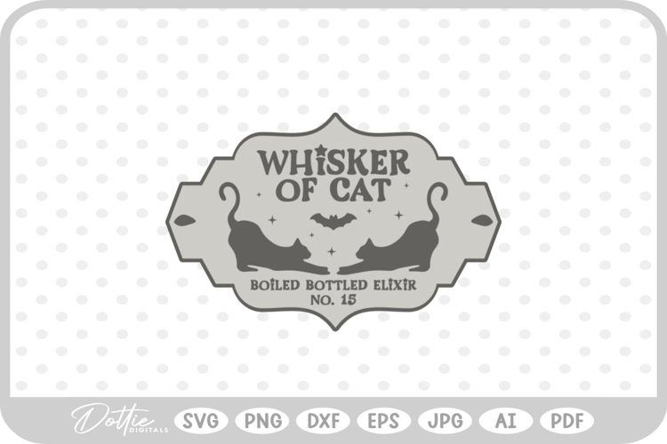 Whisker of Cat Potion Bottle Label Halloween Witch SVG