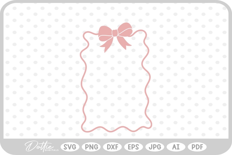 Frilly Ribbon Bow Border Wavy SVG PNG DXF