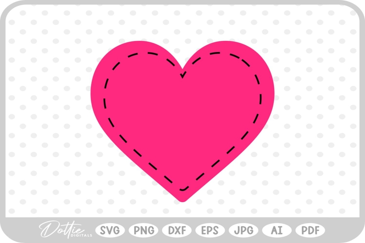 Stitched Heart SVG PNG DXF