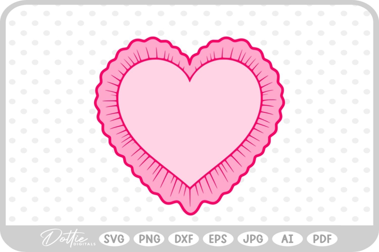Ruffle Frilly Heart Frame Border SVG PNG DXF