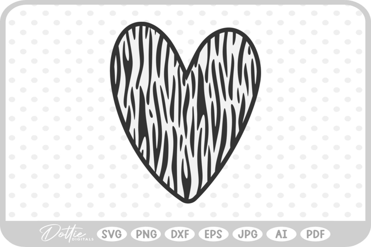 Heart Zebra Print Pattern SVG PNG DXF