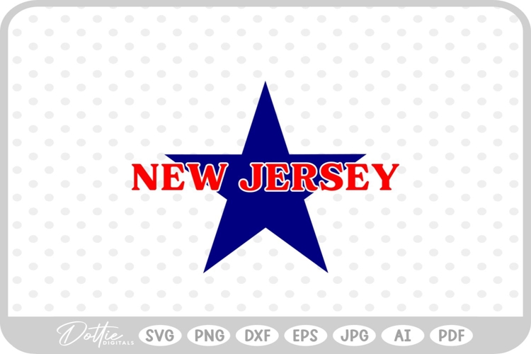 New Jersey Star USA State America SVG PNG DXF