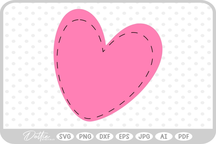 Stitched Heart SVG PNG DXF
